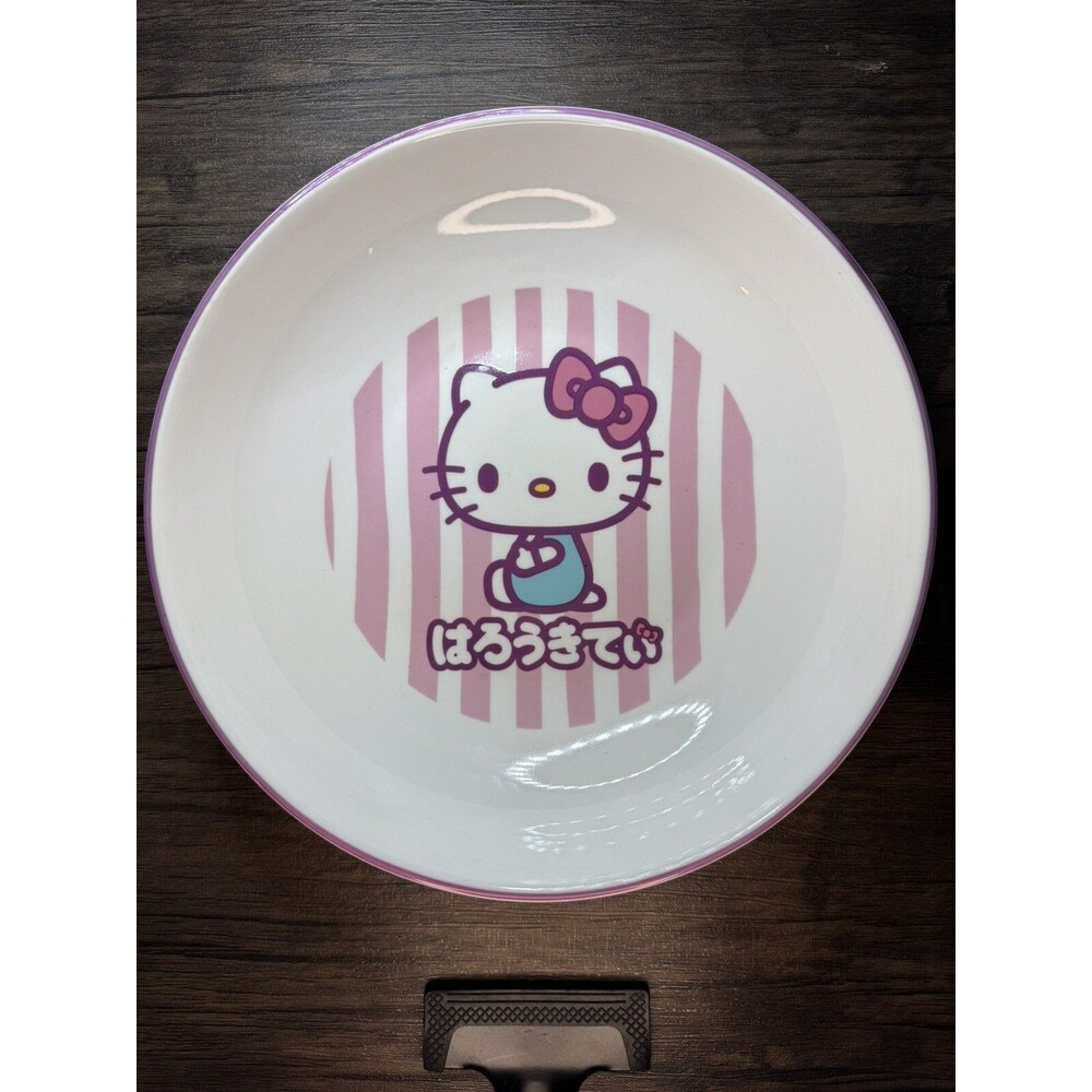 2024 Sanrio Hello Kitty Pink Stripes/Pink Bows Ceramic 9" Soup Pasta Salad Bowl